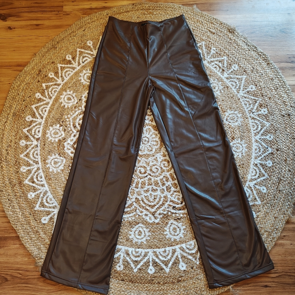 BNWT Brown Faux Leather Pants by Forever 21
